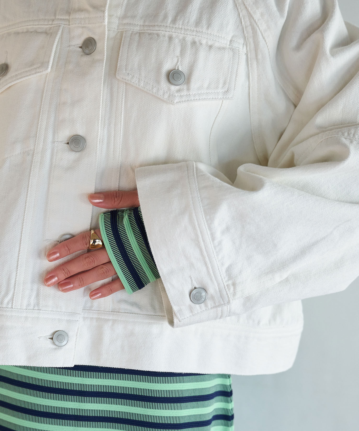 VIS「【洗える】ワイドスリーブショートデニムジャケット」|デニムジャケット|