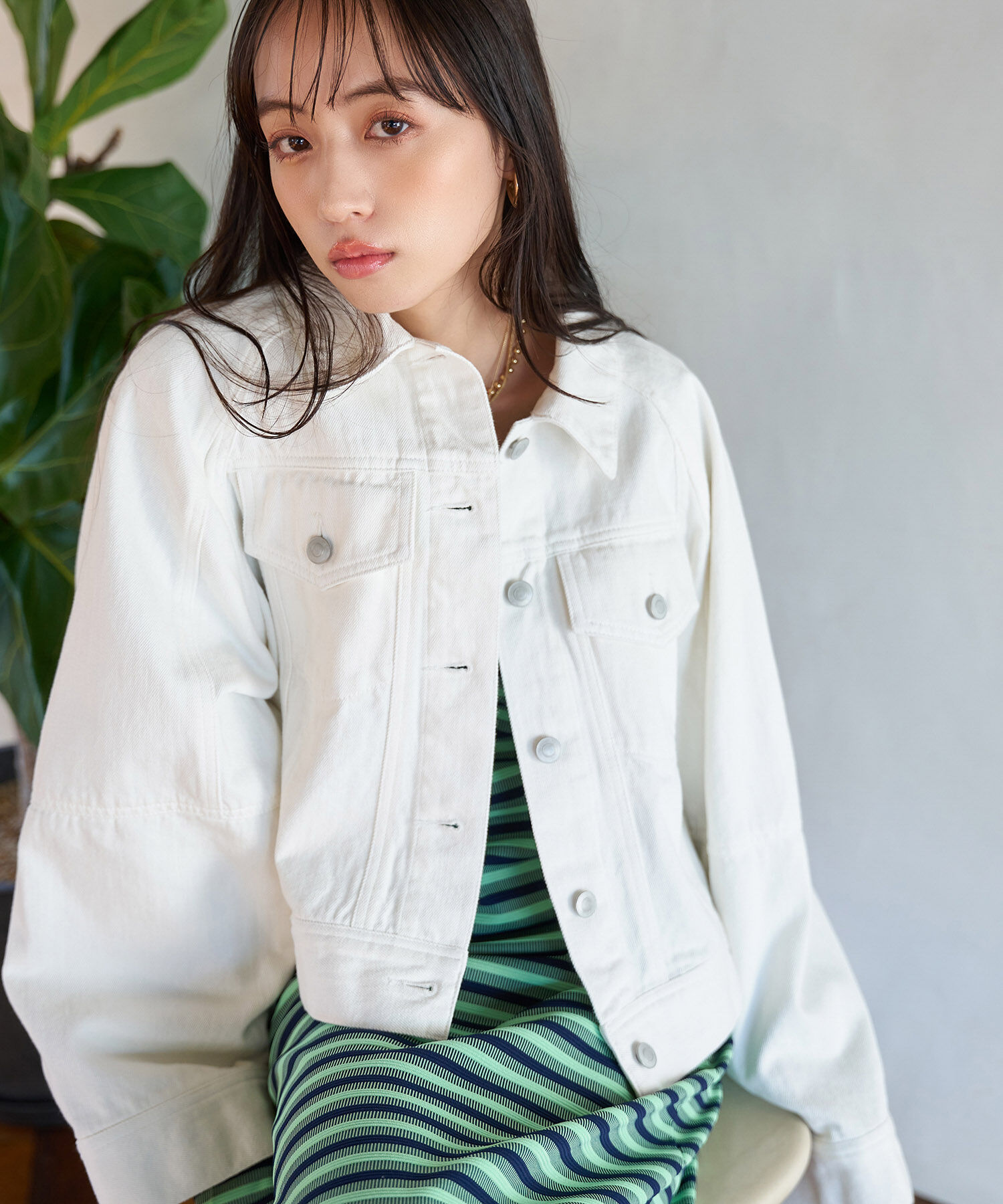 VIS「【洗える】ワイドスリーブショートデニムジャケット」|デニムジャケット|