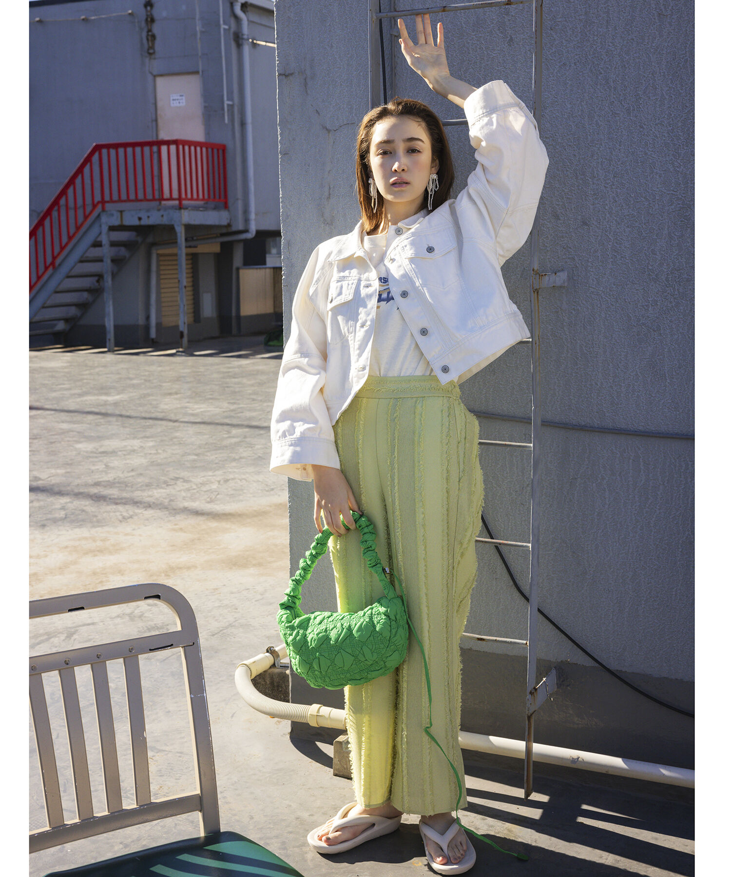 VIS「【洗える】ワイドスリーブショートデニムジャケット」|デニムジャケット|