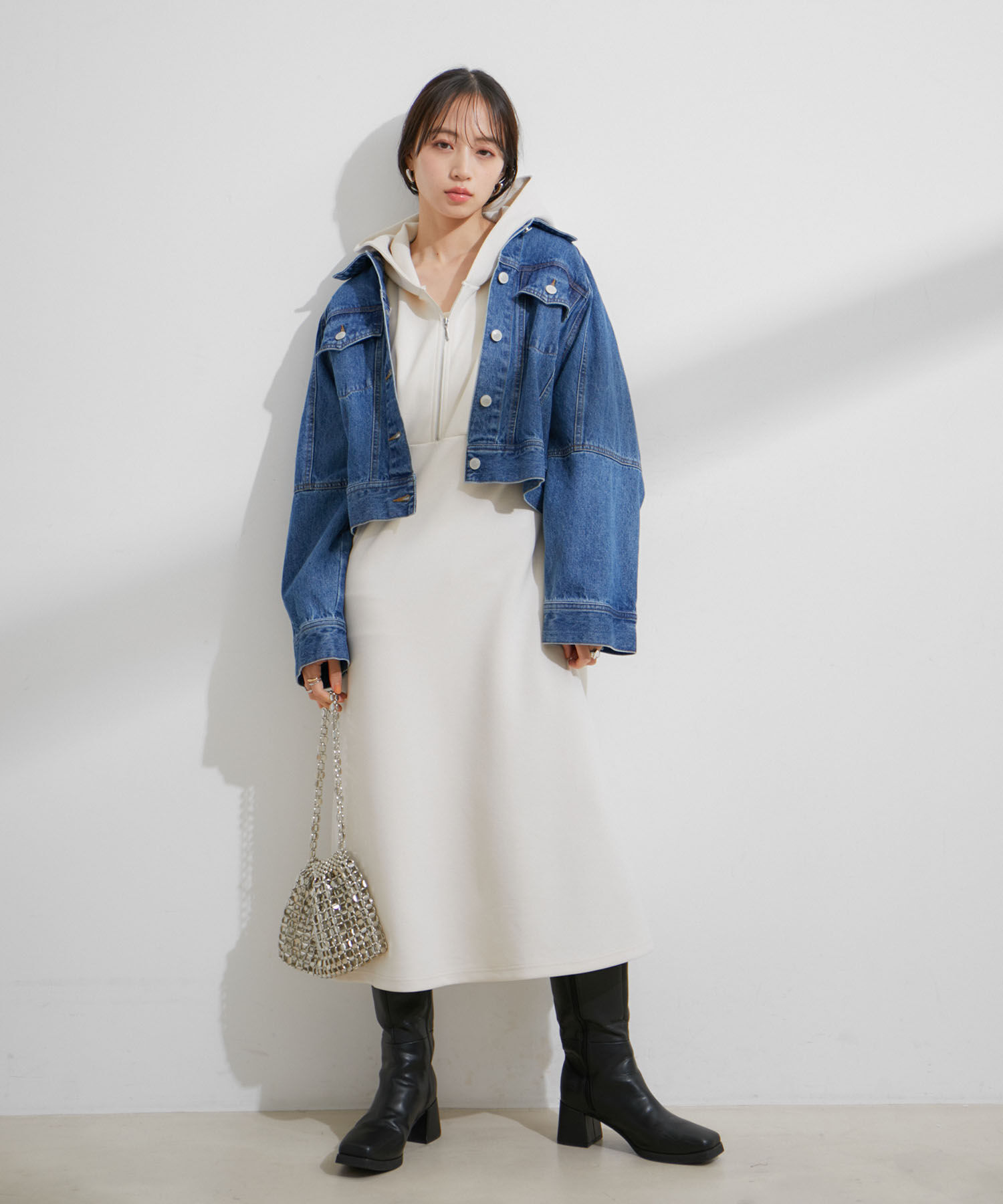 VIS「【洗える】ワイドスリーブショートデニムジャケット」|デニムジャケット|