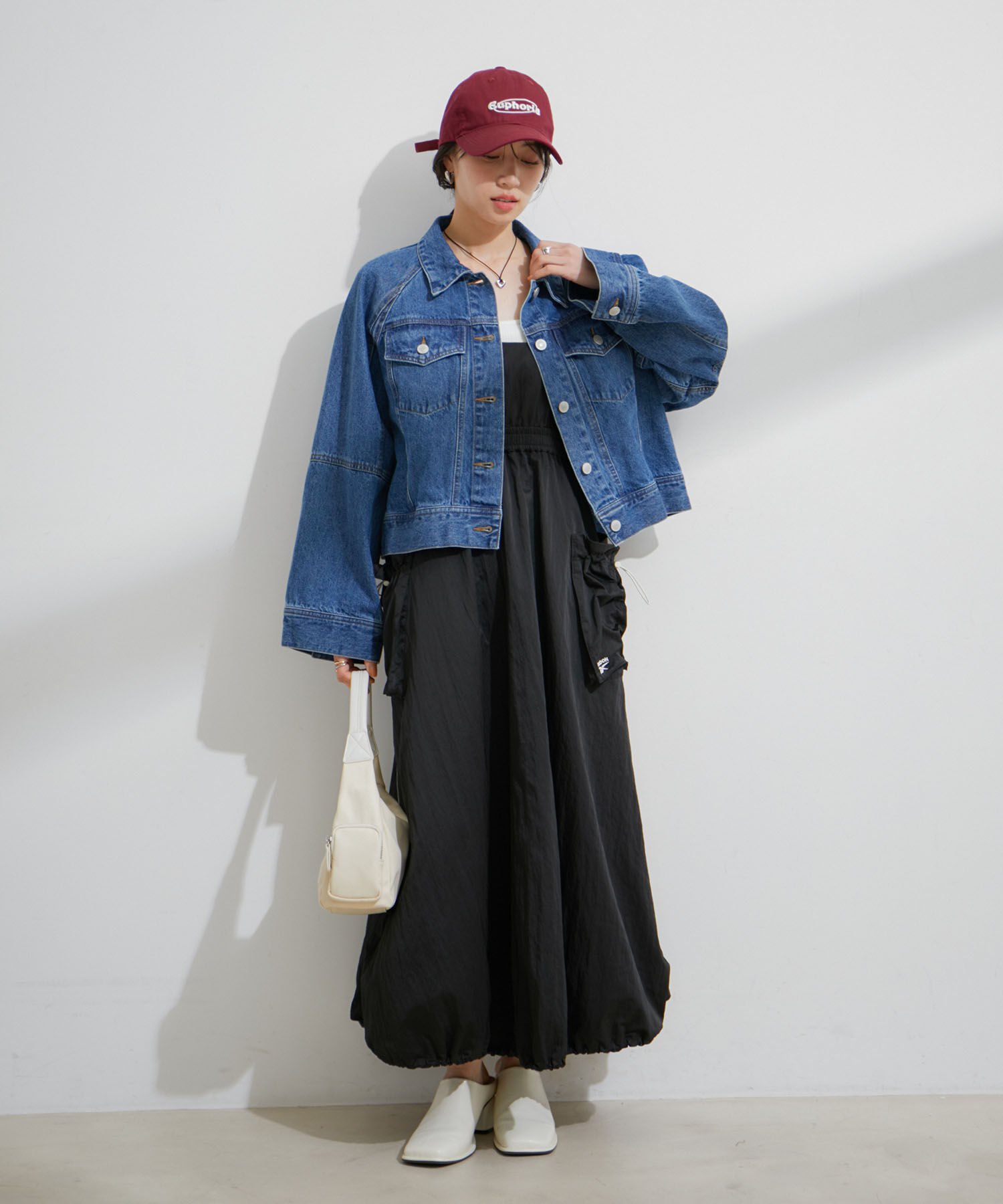 VIS「【洗える】ワイドスリーブショートデニムジャケット」|デニムジャケット|