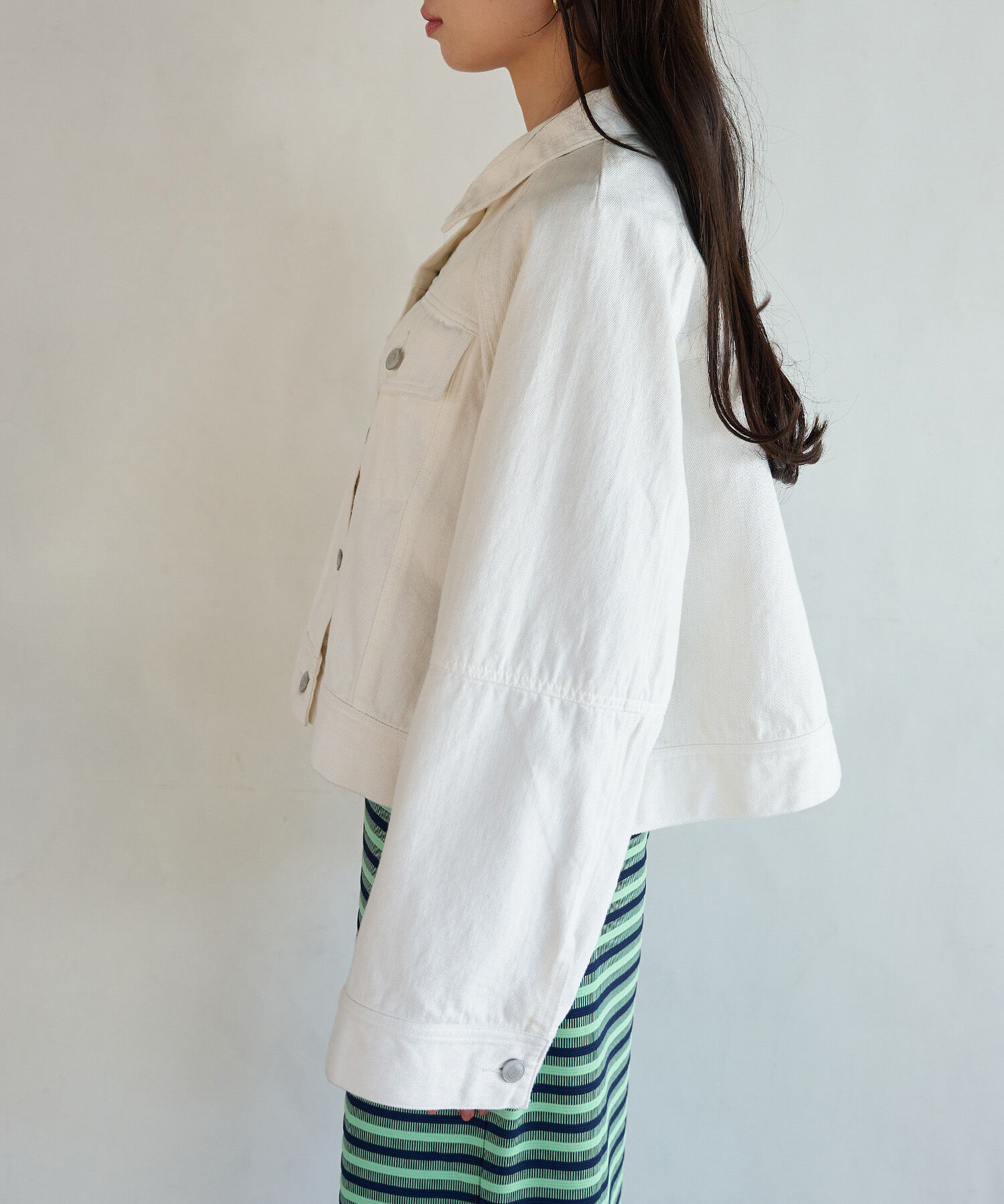 VIS「【洗える】ワイドスリーブショートデニムジャケット」|デニムジャケット|