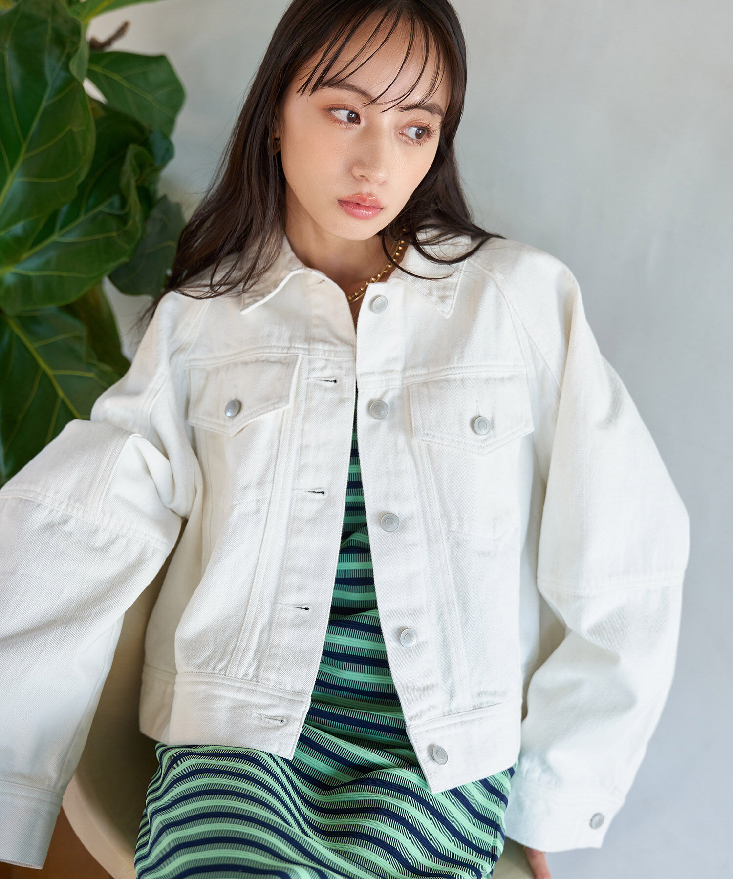 VIS「【洗える】ワイドスリーブショートデニムジャケット」|デニムジャケット|