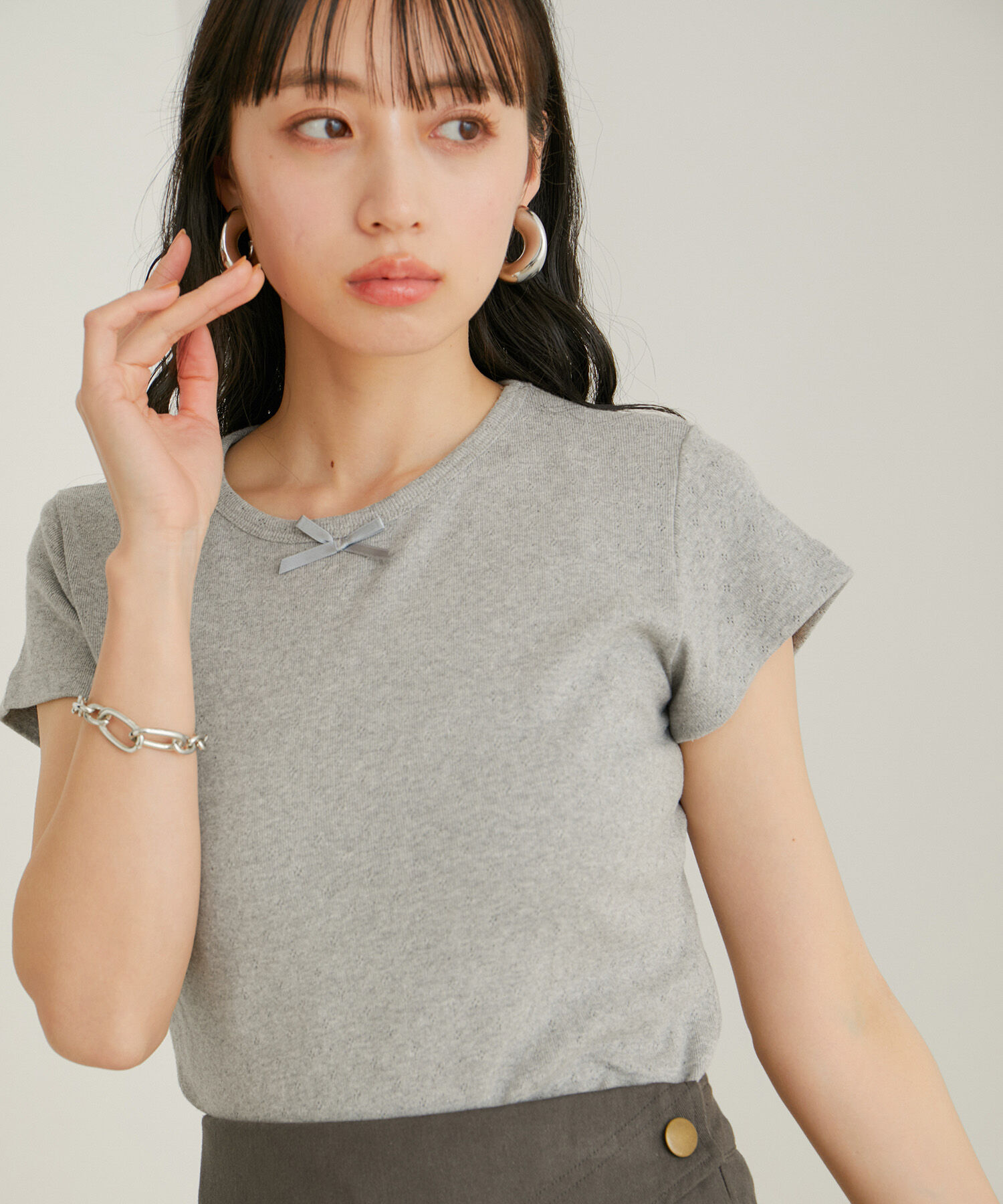 VIS「【WEB/一部店舗限定】パターンメッシュミニＴシャツ」|Tシャツ・カットソー|