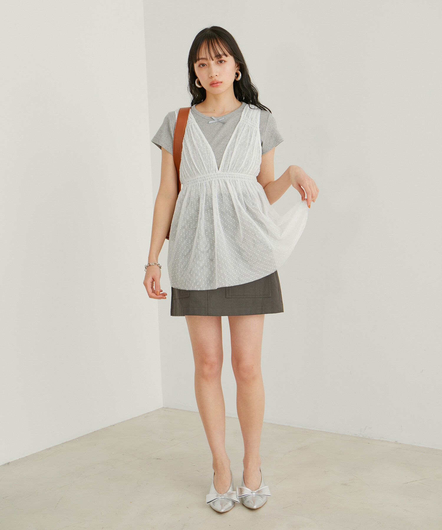 VIS「【WEB/一部店舗限定】パターンメッシュミニＴシャツ」|Tシャツ・カットソー|