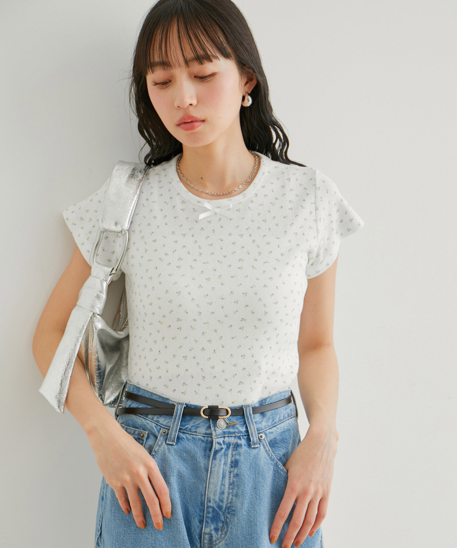 VIS「【WEB/一部店舗限定】パターンメッシュミニＴシャツ」|Tシャツ・カットソー|