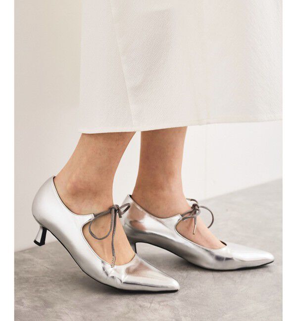 VIS「リボンヒールパンプス」|パンプス|シルバー(93)