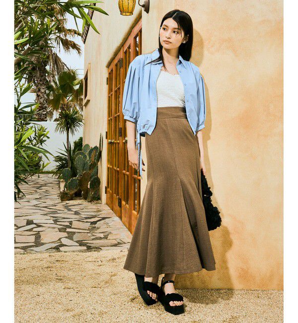 VIS「ドロストボリュームスリーブシャツ（レース・無地）」|シャツ・ブラウス|