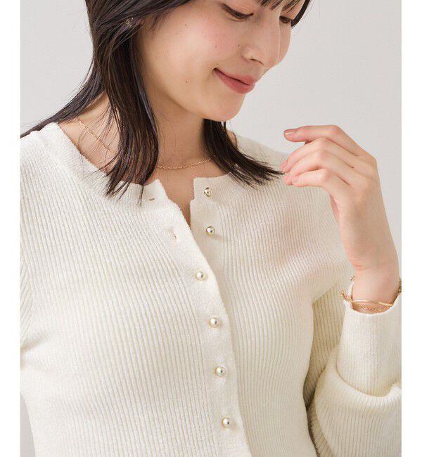 VIS「ペプラム切替モールニットカーディガン/イージーケア」|カーディガン|