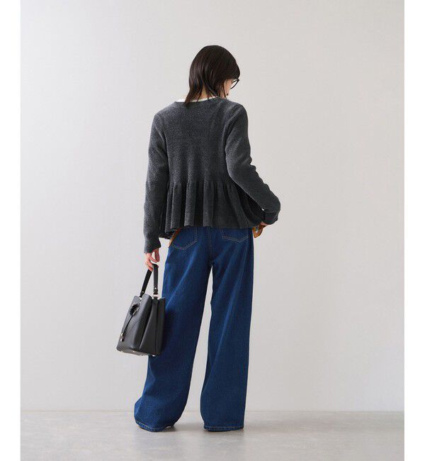 VIS「ペプラム切替モールニットカーディガン/イージーケア」|カーディガン|