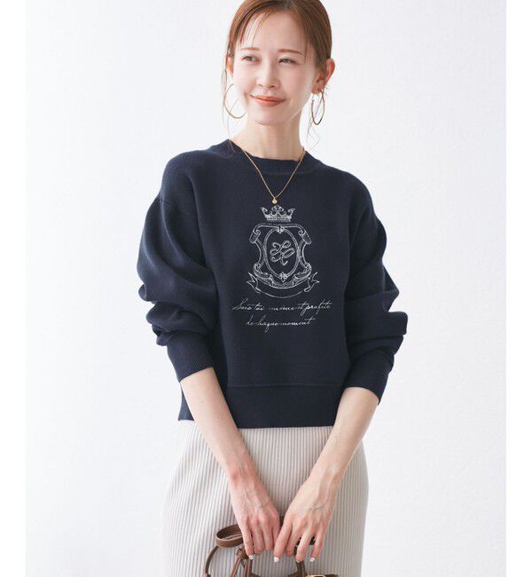 Rope&rsquo;Picnic「スウェットライク刺繍ニットプルオーバー/リンクコーデ」|ニット・セーター|