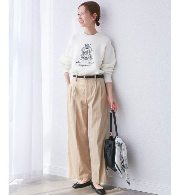 Rope&rsquo;Picnic「スウェットライク刺繍ニットプルオーバー/リンクコーデ」|ニット・セーター|