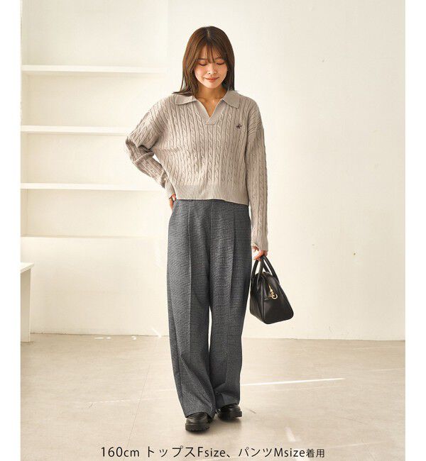 Rope&rsquo;Picnic「【BEVERLYHILLS POLO CLUB・新色追加】ケーブル編みクロップドスキッパーニット」|ニット・セーター|