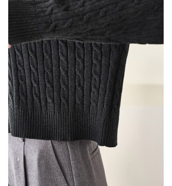 Rope&rsquo;Picnic「【BEVERLYHILLS POLO CLUB・新色追加】ケーブル編みクロップドスキッパーニット」|ニット・セーター|