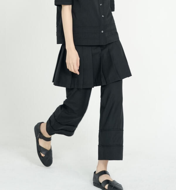  「eunoia | レイヤード プリーツミニスカート WOMEN」|スカート|BLACK