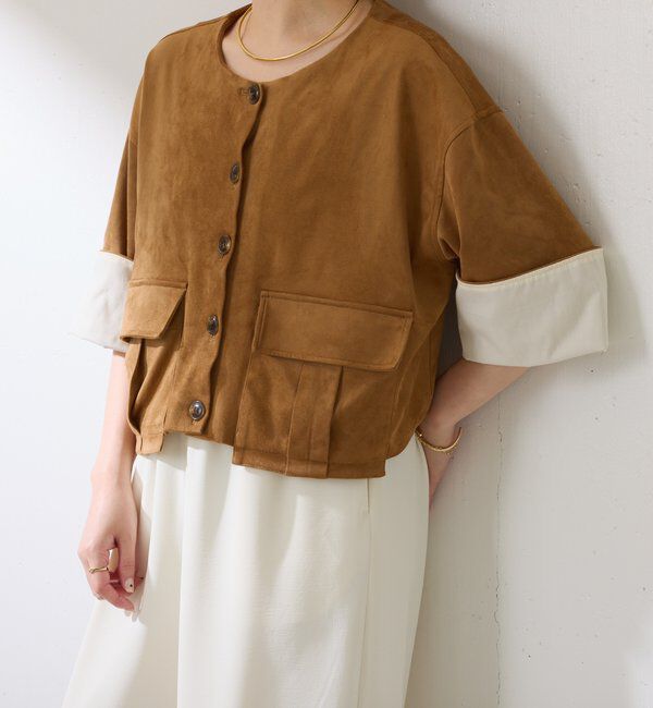  「Q.anos ターンバックジャケット」|ベスト・ジレ|ブラウン