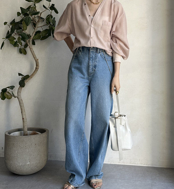  「【新色追加】GOLDボタンVVシャツ」|シャツ・ブラウス|