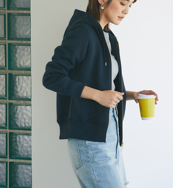  「【WEB限定/キレイめ上品】スポンジダンボールZIPパーカーカットソー」|パーカー|