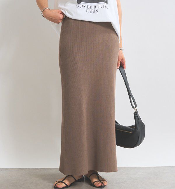  「【美シルエット】コットンリブニットスカート」|スカート|