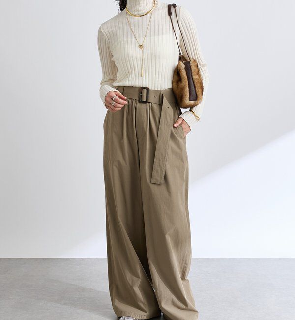  「【こなれ感抜群】ベルテッドワイドパンツ」|チノ|