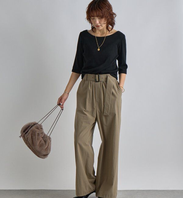  「【こなれ感抜群】ベルテッドワイドパンツ」|チノ|