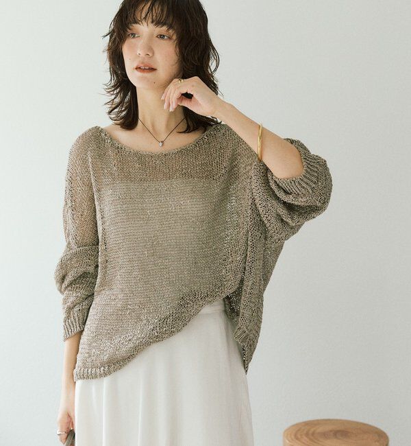  「予約【抜け感】テープヤーンボートネックニット」|ニット・セーター|