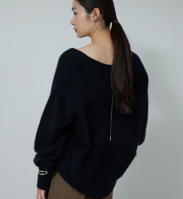  「【デコルテ美人ニット】ファーウールキーネックニット」|ニット・セーター|