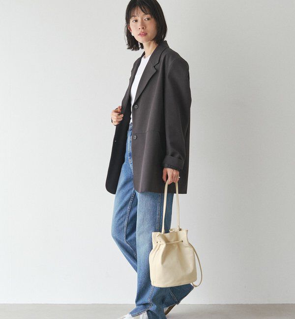  「【再値下げ】レザー巾着バケットバッグ」|ショルダー・メッセンジャー|