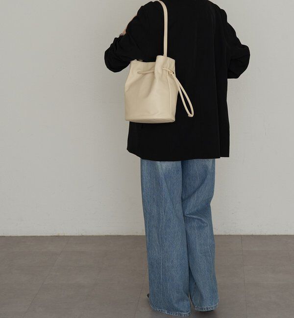  「【再値下げ】レザー巾着バケットバッグ」|ショルダー・メッセンジャー|