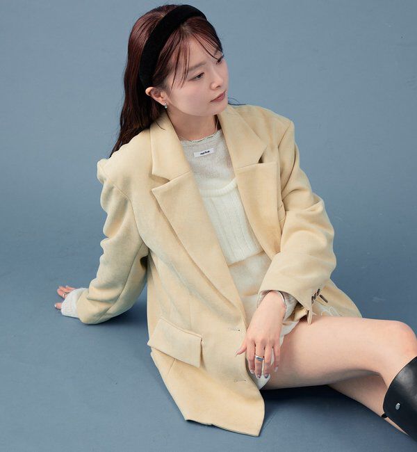  「フェイクスウェードジャケット」|テーラードジャケット|イエロー