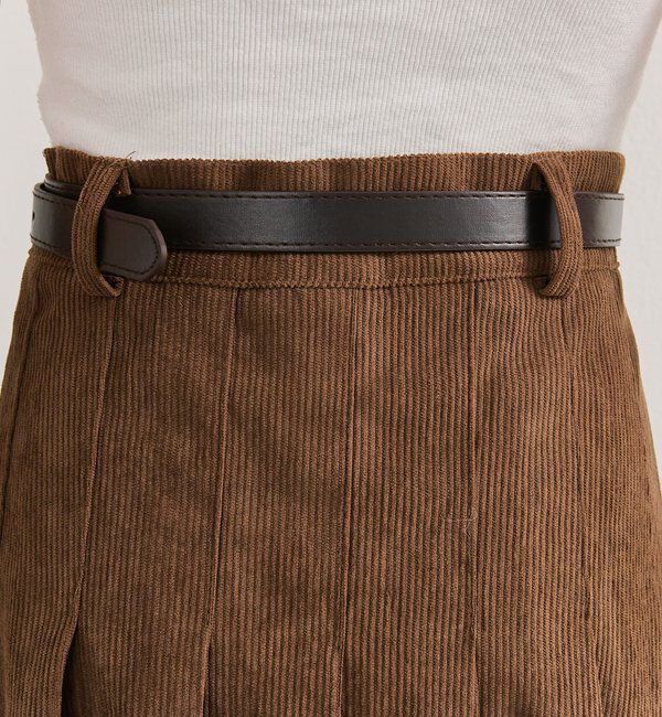  「ベルト付きコーデュロイミニスカート」|スカート|