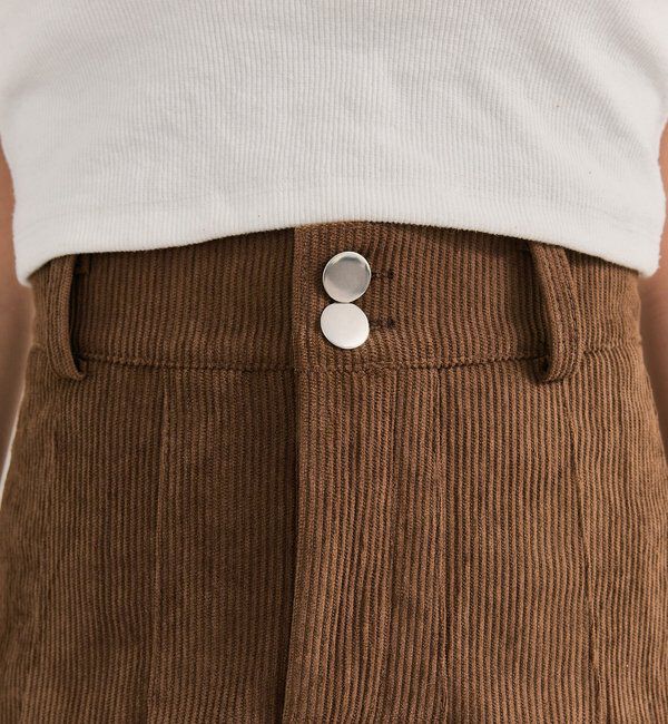  「ベルト付きコーデュロイミニスカート」|スカート|