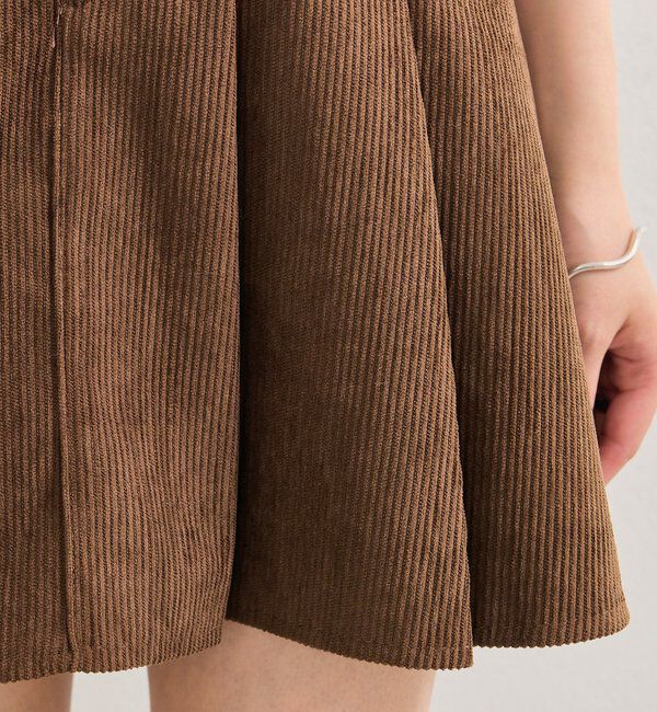  「ベルト付きコーデュロイミニスカート」|スカート|