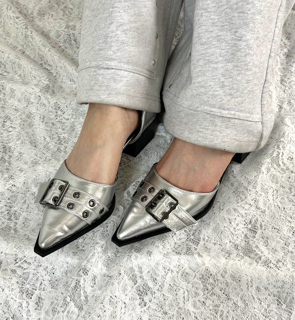  「【HiNT】 BELT STRAP MULE PUMPS」|パンプス|