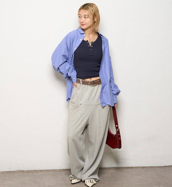  「【低身長・高身長対応】SLASH POCKET SWEAT EASY PANTS」|チノ|