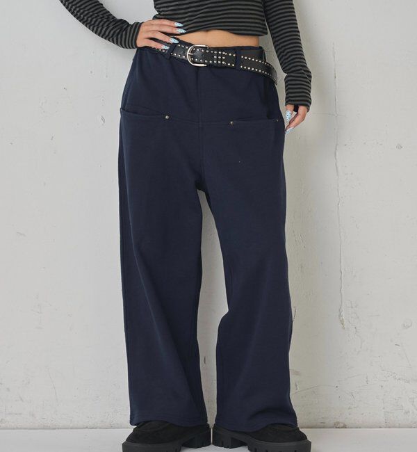  「【低身長・高身長対応】SLASH POCKET SWEAT EASY PANTS」|チノ|