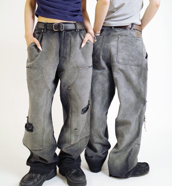  「【From Vintage】 WRONG ダックダブルニーワークパンツ」|チノ|ブラック