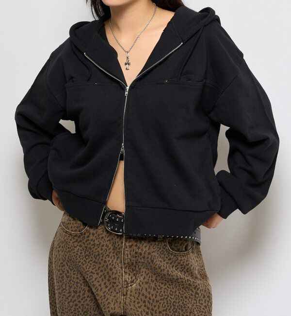  「SLASH POCKET HOODIE」|パーカー|ブラック