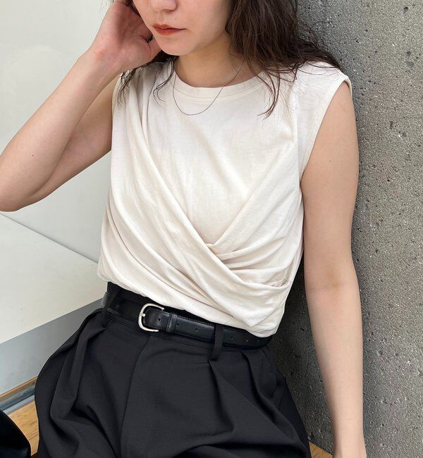  「【高見え素材/ウエスト周りカバー】ツイストドレープTシャツ」|Tシャツ・カットソー|エクリュ