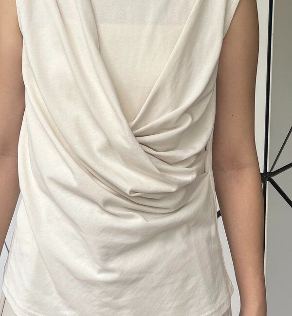  「【高見え素材/ウエスト周りカバー】ツイストドレープTシャツ」|Tシャツ・カットソー|