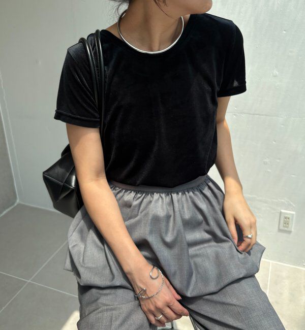  「【前後2WAY】シアーベロアTシャツ」|Tシャツ・カットソー|ブラック