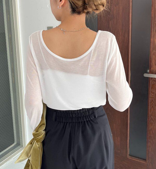  「【前後2WAY】2WAYボートネックシアーロンT」|Tシャツ・カットソー|