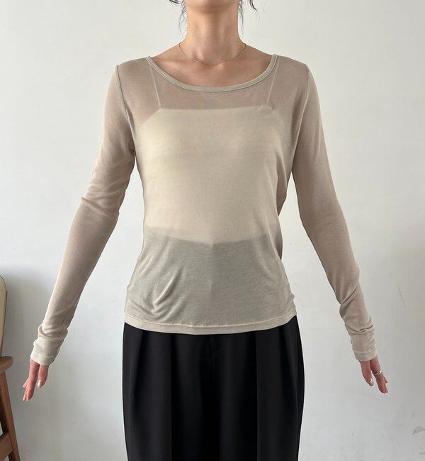  「【前後2WAY】2WAYボートネックシアーロンT」|Tシャツ・カットソー|