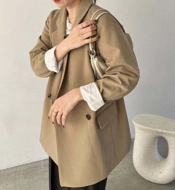  「【再販・サイズ展開あり・WEB限定カラー/グレージュ】Wテーラージャケット」|テーラードジャケット|