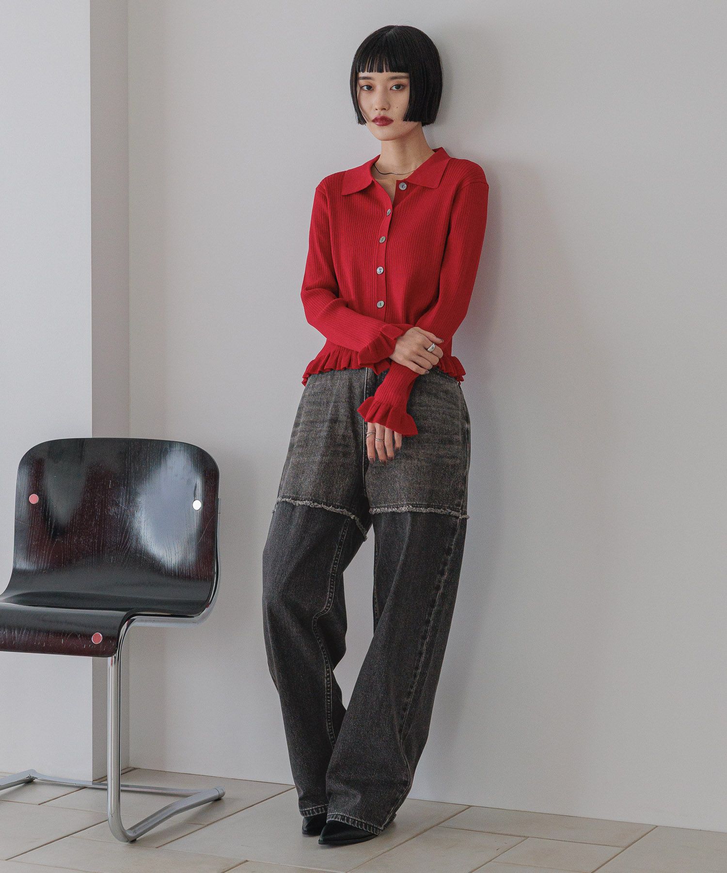 LOWRYS FARM「スソフリルカーディガンＬＳ」|ニット・セーター|