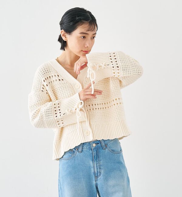 collex「袖口レースアップ2WAYカーディガン」|カーディガン|