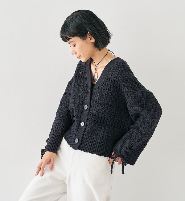 collex「袖口レースアップ2WAYカーディガン」|カーディガン|