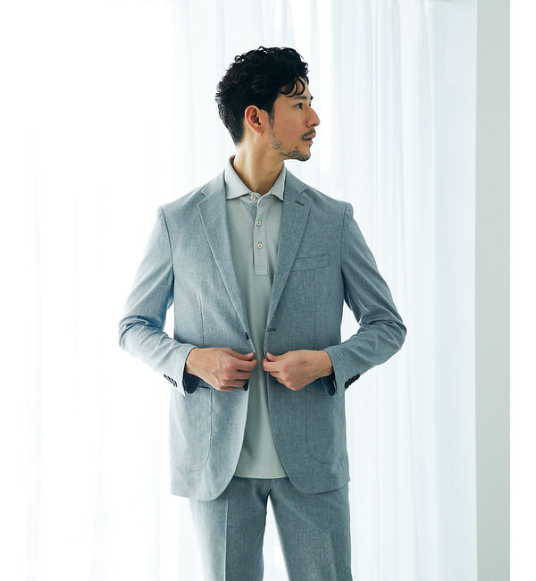 ABAHOUSE「【セットアップ対応/2024年デザイン】ソロストレッチリネン ジャケット / サ」|テーラードジャケット|グレー