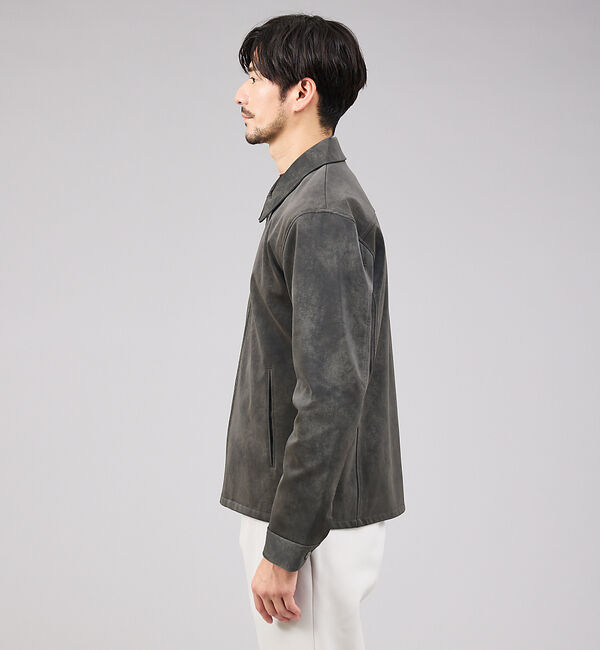 ABAHOUSE「【ネオレザー】ヴィンテージライク ジップブルゾン」|ライダースジャケット|