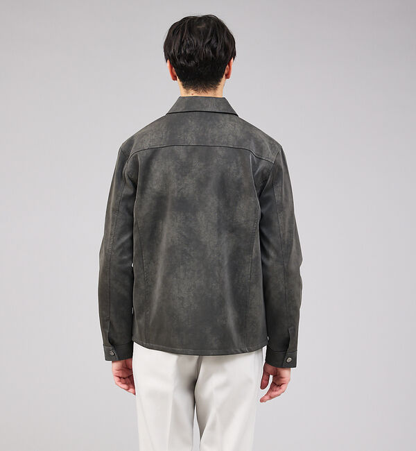 ABAHOUSE「【ネオレザー】ヴィンテージライク ジップブルゾン」|ライダースジャケット|